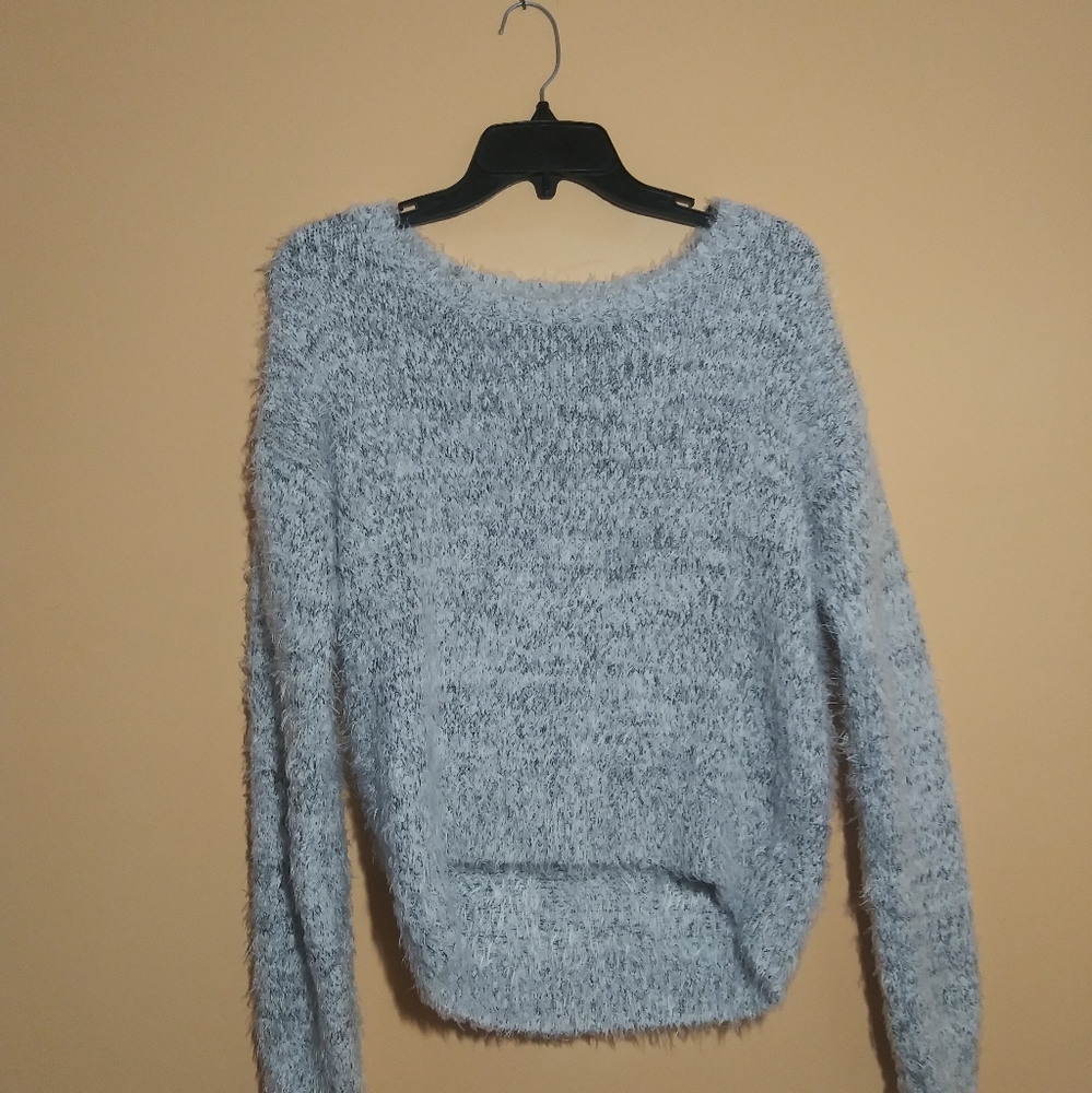 Xhilaration Fuzzy Gray and White Sweatshirt
